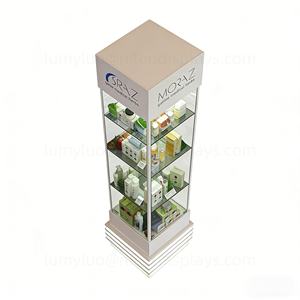 Vitrines en verre avec éclairage LED, présentoirs au sol verrouillables pour une présentation élégante et sécurisée des produits de parfumerie et de beauté - Product Image 4