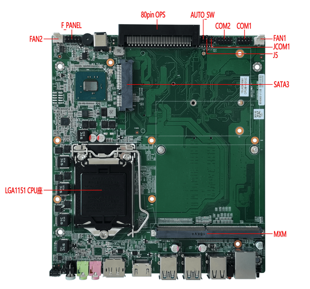 Lga 1151 OPS-MX690  4K Motherboard Intel 6/7/8/9th Gen LGA1151 Core I3 I5 I7 I9 Independent CPU M.2 SATA3 Port for OPS Computer
