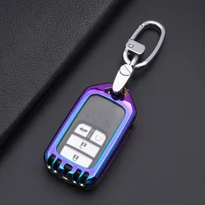 Оптовые продажи honda brv кожаные брелки для ключей-Металлический чехол для ключей Honda Smart Key для City HRV BRV JAZZ CRV ACCORD CIVIC