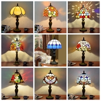 Lampe de chevet en verre, à led, 8 pouces, style rétro créative, roses baroques, bureau, bar, bureau, veilleuse
