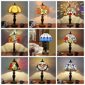 8 Inch Retro Sáng Tạo Màu Glass Lampen Cạnh Giường Ngủ Đèn Bàn Bar Nghiên Cứu Hoa Hồng Baroque Nho Ánh Sáng Ban Đêm <span class=keywords><strong>Tiffany</strong></span> Bảng Đèn - Product Image 4