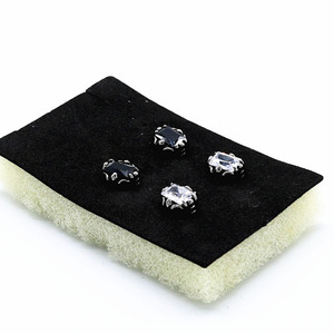 yunnique <b>Stud</b> <b>Earrings</b> <b>Black</b> Square Stone Claw Setting Geometric Design 316 Stainless Steel For Men And Women - Product Image 4