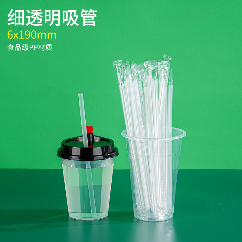 Pajitas finas y transparentes, 6x190mm (4000 pajitas)