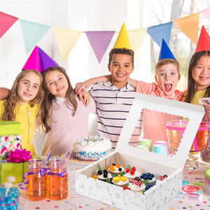 Fourniture de restaurant Séparateur en carton de carreaux personnalisé Boîte à gâteau de mariage <span class=keywords><strong>d</strong></span>'<span class=keywords><strong>anniversaire</strong></span> Fenêtre transparente Boîte <span class=keywords><strong>d</strong></span>'emballage à emporter pour gâteau - Product Image 6