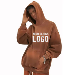 Sweat-shirts pour hommes en coton personnalisé, poids lourd, dégradé de couleur, avec doublure en polaire, mode décontractée, teinture par pulvérisation, épaules tombantes - Product Image 5