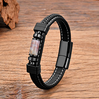 Bracelet tressé double brin en acier inoxydable avec fermoir magnétique, perles en œil de tigre naturel, design vintage minimaliste pour homme