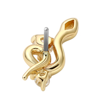 Eternal Metal Or jaune massif 14K en forme de serpent avec zircon, bijou sans filament à poussoir pour piercing d'oreille, de nez, de lèvre et de nombril, pour mariage et fiançailles