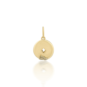 Pendentif en or jaune 18 carats avec initiale O en diamant - Product Image 2