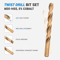 Cobalt 29 pièces M35 jeu de forets en métal 1/16 "-1/2" en acier inoxydable trempé à grande vitesse en alliage droit pour percer des trous