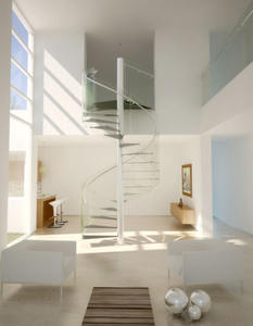 الحديد المطاوع العتيقة تصميم السلالم العلية خشبية دوامة الدرج مع الدرابزين الزجاج - Product Image 2