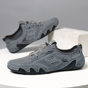 Chaussures <span class=keywords><strong>de</strong></span> sport d'été respirantes pour hommes, chaussures en maille <span class=keywords><strong>de</strong></span> cuir cousues <span class=keywords><strong>de</strong></span> grande taille, chaussures tendance pour hommes version coréenne - Product Image 5