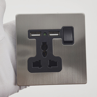 Prise murale universelle multifonctionnelle KSQ en acier inoxydable brossé pour ordinateur et réseau