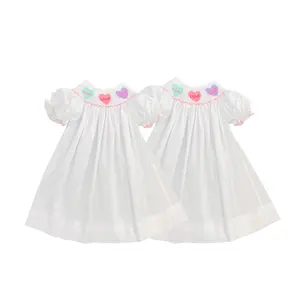 Wholesale Valentine 2024 Girl Smocked Dress Children Clothing All Size 100% Cotton Custom Design Hight Quality Made In Vietnam