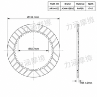 Plaque de friction en papier pour transmission haute performance JOHN DEERE AR108105, disque d'embrayage 133,1 mm, dents internes IT45, cb9