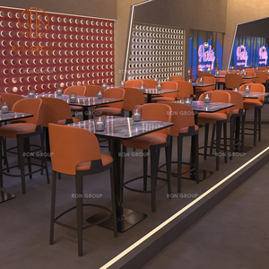 Set di Arredamento Moderno per Ristoranti e Hotel, Sgabelli Alti Arancioni, Tavolo Quadrato in Marmo Nero, Durevole ed Ecologico per Caffè - Product Image 3