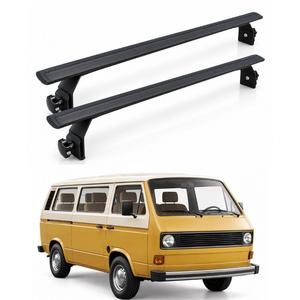 Barres transversales de toit pour Volkswagen Transporter T3 1980-1990, fixation sur gouttière, aluminium noir - Product Image 1
