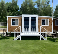 Maison conteneur (20ft/40ft) à structure en acier galvanisé, double aile extensible, pliable et respirante, style moderne du milieu du siècle, pour villa