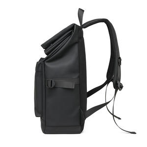 Custom Leather-film PU Roll-top <b>Backpack</b>, Outdoor Casual Short-trip Roll-top Large-capacity <b>Backpack</b>. - Product Image 2