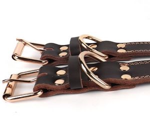 <span class=keywords><strong>Collar</strong></span> de cuero de vaca para mascotas con hebilla de metal, anillo en D, cinturón de Cuello de piel de ganado marrón ajustable para gato, suministro circular boutique - Product Image 4