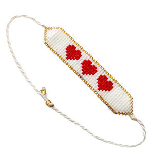 سوار سوار من الخرز الطبيعي البوهيمي, سوار سوار من الخرز البوهيمي بتصميم قلب أحمر LOVE مجدول مع سوار من الخرز الطبيعي - Product Image 4