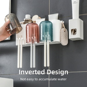 Factory Plastic <b>Wall</b>-<b>mounted</b> Tooth Cup and <b>Toothbrush</b> Shelf Washroom Home Accessories <b>Toothbrush</b> <b>Holder</b> for Bathroom - Product Image 1