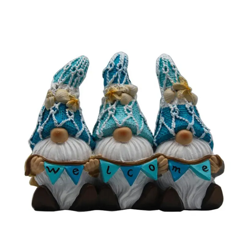 Pretty Resin Ocean Mermaid Gnome Garden Statue With Welcome Sign Garden Gnome Manufacturers