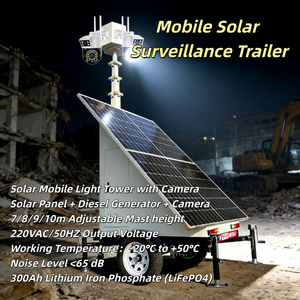 รถพ่วงกล้องวงจรปิดพลังงานแสงอาทิตย์พร้อมระบบเสียงสองทาง - ระบบเฝ้าระวังแบบออฟกริดสำหรับสถานที่ห่างไกลและการสื่อสารความปลอดภัยกลางแจ้ง - Product Image 3