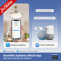 Ventilateur de plafond 1stshine au design moderne, intelligent, efficace, avec pales rétractables silencieuses et lumière LED, vente en gros, assurance qualité