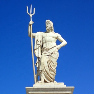 Decoración de paisaje público al aire libre, estatua de mito griego tallada en piedra Natural grande moderna, <span class=keywords><strong>escultura</strong></span> de Poseidón de mármol blanco Trident - Product Image 1