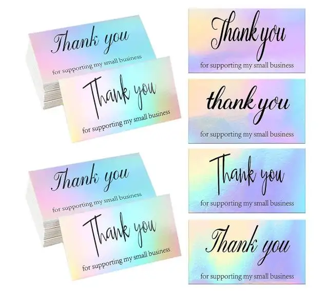 customized hologram note cards stock seed paper thank you for supporting my small business card