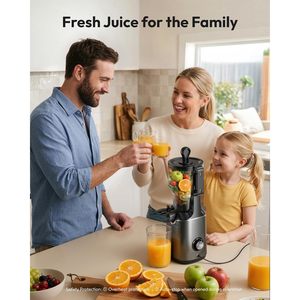 Extractor de jugos en frío Euhome con boca ancha de 5.8 pulgadas, extractor de jugos lento para frutas y verduras enteras, 100W, carcasa metálica eléctrica. - Product Image 6