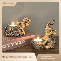 1 pièce Chandelier en résine en forme d'éléphant, Décoration de table pour le Festival Diwali, Ornement statue sacrée, Cadeau pour bureau, Accessoire de décoration pour la maison et les fêtes