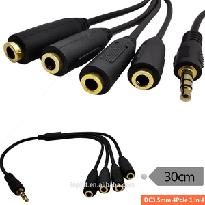 30cm yüksek hızlı 3.5mm 4 Port <span class=keywords><strong>Stereo</strong></span> Video veri iletim ses kabloları ses kablosu erkek kulaklık Splitter Jack - Product Image 2
