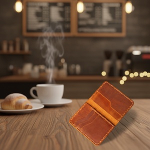 Boshiho Handmade Cowhide Leather Id <b>Card</b> <b>Holder</b> <b>Wallet</b> Crazy Horse Credit <b>Cards</b> <b>Wallets</b> for Id <b>Cards</b> Minimalist Design - Product Image 5