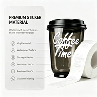 Autocollant de transfert transparent personnalisé avec logo, amovible, imperméable, résistant à l'huile, en vinyle, pour étiquette d'emballage de tasse à café en verre, personnalisable