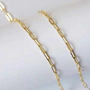 GC011 Rantai Kabel Datar Berisi Emas, untuk Membuat Perhiasan 14K
