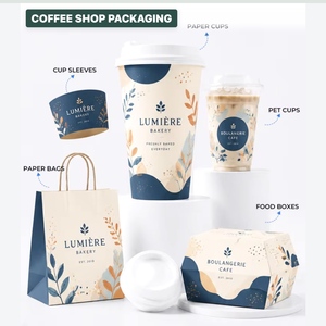 Tazze <span class=keywords><strong>da</strong></span> Caffè in Carta a Doppia Parete con Icone Disegnate a Mano e Logo Personalizzato per Servizio Asporto di Caffè e Panetteria - Product Image 6