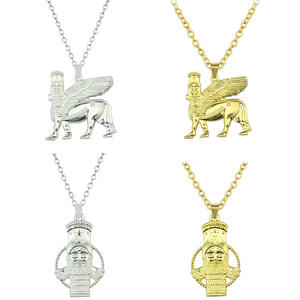 Collane con ciondolo Ashur per donne uomo Lama,Lamma, toro alato Lamassu è un gioiello di divinità protettiva assiria - Product Image 1