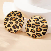 Boucles d'oreilles pendantes multicouches plaquées or motif léopard, grandes boucles d'oreilles imposantes dorées pour femme