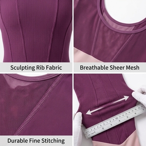 Two Tone Mesh Spliced Sleeveless Adult Ballet Leotard <b>Deep</b> U Back Women Dance Bodysuit for Professional Ballet Training - Product Image 4