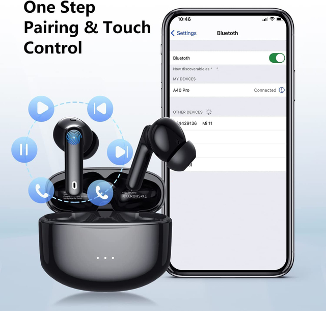 Active Noise Cancelling ANC Bluetooth 5.3 Wireless Gaming Earbuds Low Latency Mic15-20H Battery Type-C