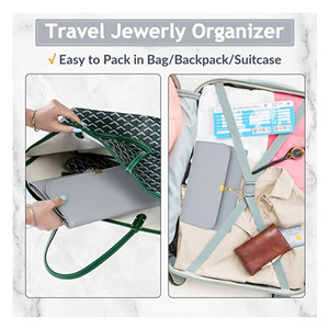 Organisateur de bijoux de voyage pour femmes, sac de rangement pour bijoux en cuir portable, pochette enveloppe, porte-bijoux pour colliers - Product Image 3
