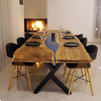 Table de salle à manger en bois de noyer massif, table de café en résine époxy, table de restaurant, table de rivière, vente directe d'usine MOREDESIGN