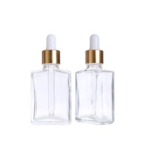 좋은 가격 15ml 30ml 50ml 100ml 직사각형 투명 투명 눈 사각 유리 스포이드 병 황금 모자 - Product Image 1