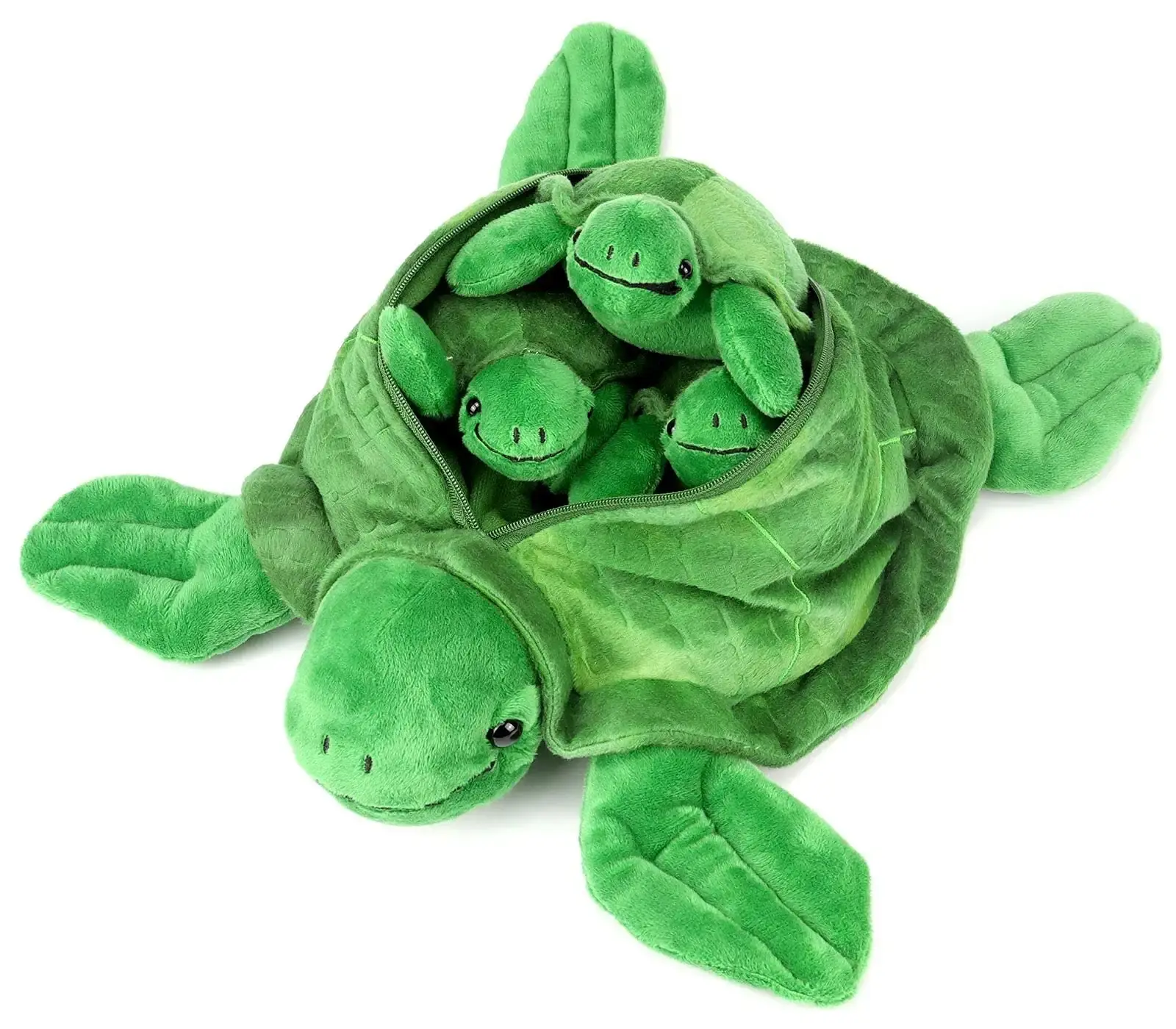 Sea Turtle Stuffed Animal with Babies OEM/ODM Mommy Turtle Plush Toy with Zipper Pocket High Quality Plush Doll Gift For Kids