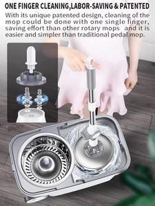 360 Degree Plastic <b>Microfiber</b> Spin <b>Mop</b> with Spinner and Bucket for Floor Cleaning Stainless Steel Magic Mopping Bucket Set - Product Image 3