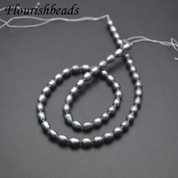 Perles en gros de couleur gris, 5~6x6~7mm, perles d'eau douce naturelles ovales irrégulières en forme de riz pour la fabrication de bijoux