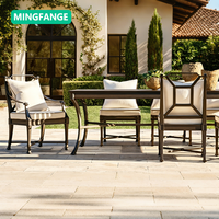 Ensemble de table et canapé de jardin en aluminium MINGFANGE, design moderne, imperméable, durable, confortable, portable, pour hôtel/villa/cour