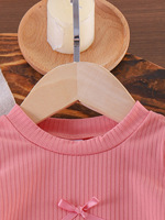 Nouvel ensemble deux pièces pour filles : Robe d'été en coton doux avec haut à petites manches volantées et nœud, et jean brodé floral style bébé
