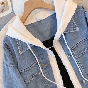 เสื้อแจ็คเก็ตยีนส์มีฮู้ดแบบสองในหนึ่งเดียว 2025 รุ่นใหม่ ทรงหลวม สไตล์เรโทร ใช้งานได้หลากหลาย |   ปรับแต่งการซัก ลวดลาย และสีได้ - Product Image 2